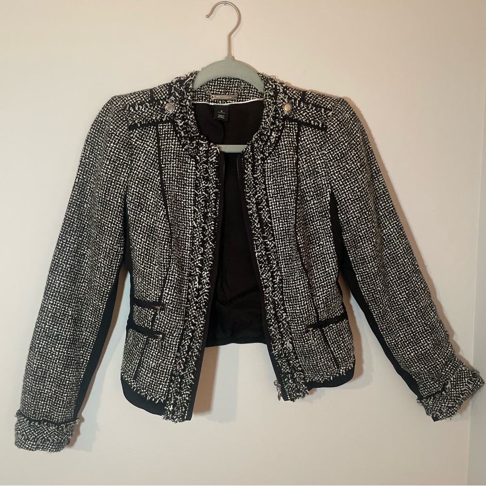 Black and White Tweed Women's Jacket Blazer